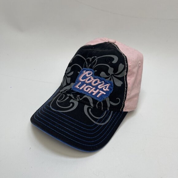Y2K Coors Light Strapback Adjustable Hat Cap Beer Women Grunge Floral Goth Pink - Picture 2 of 13